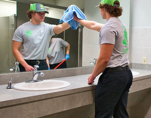 Cleaning Commercial Bathroom Mirror
